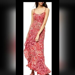 Free People Forever Yours Smocked Slip Dress Intimately Free Red Floral Small‎